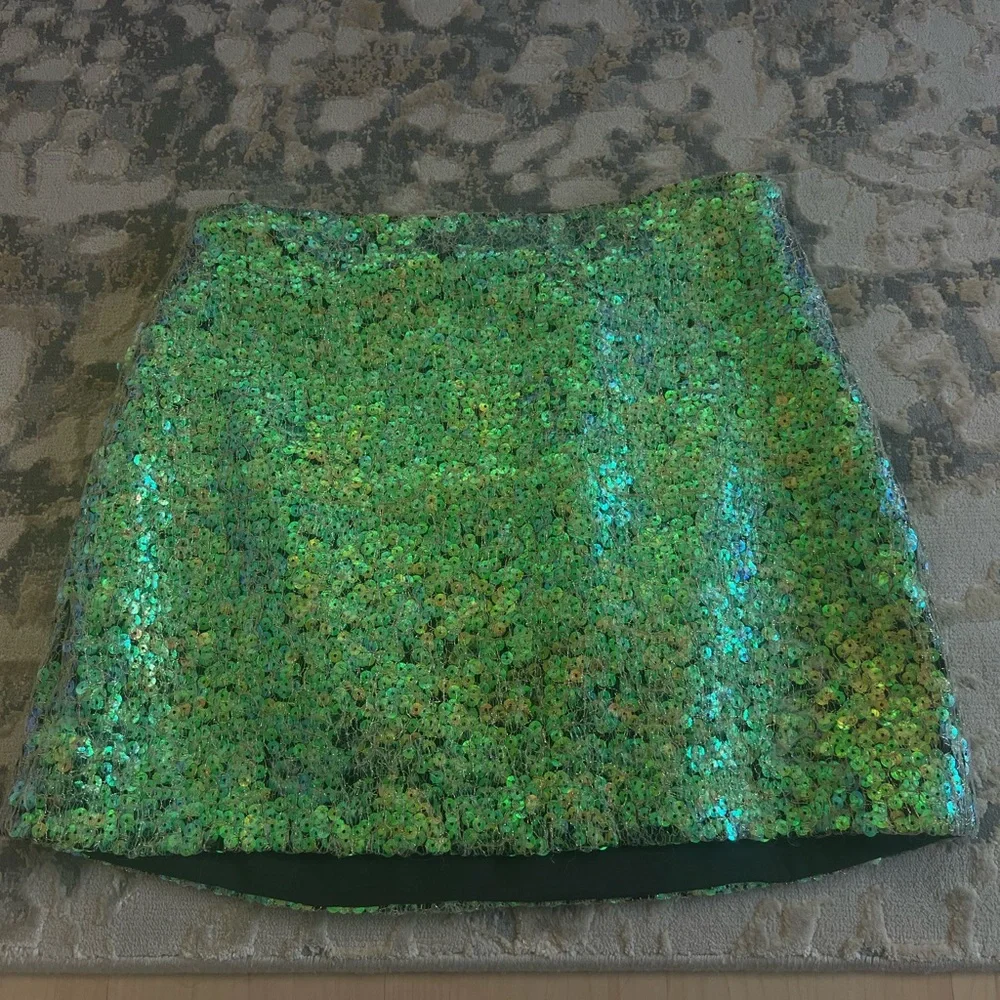 Helmut Lang green sequin miniskirt - Picture 6 of 7